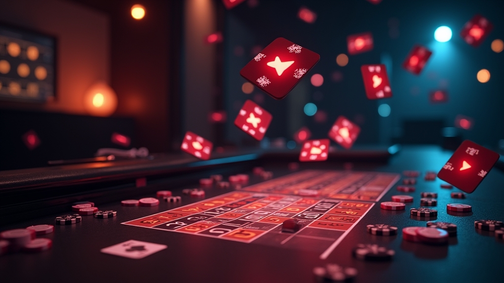 Casino-interface met bonuskaarten en promotiecodes in een donkere sfeer